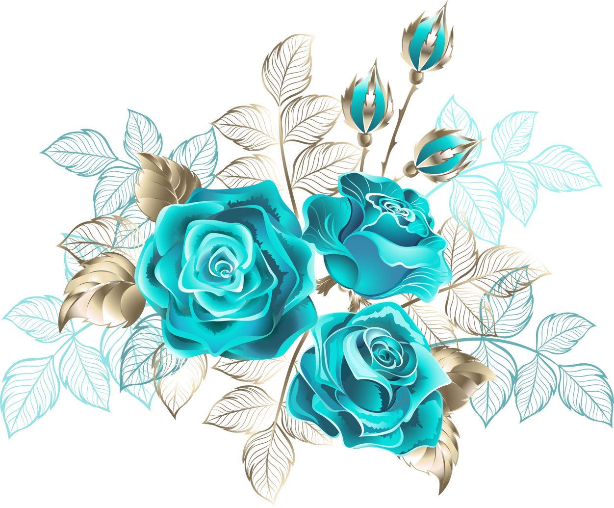 Three Turquoise Roses